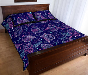 Cute owls pattern boho style ornament Quilt Bed Set