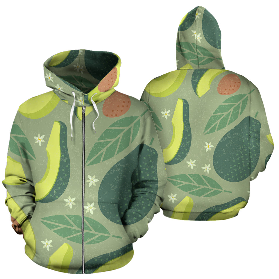 Avocado Pattern Zip Up Hoodie