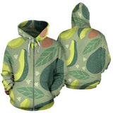 Avocado Pattern Zip Up Hoodie