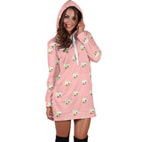 Cute Hamster Cheese Pattern Pink Background Women'S Hoodie Dress