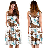 Sea Lion Seals Jellyfish Pattern Sleeveless Midi Dress