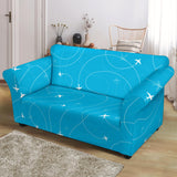 Airplane Destinations Blue Background Loveseat Couch Slipcover