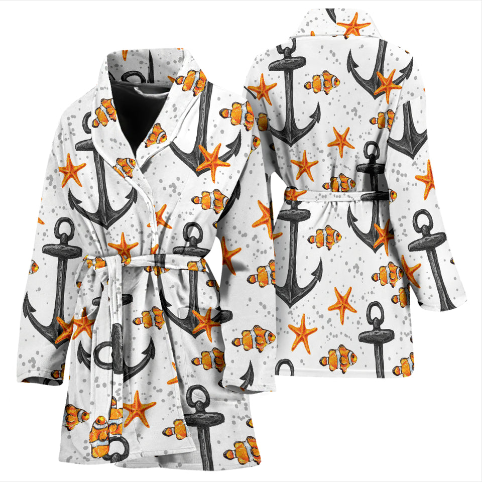 Clown Fish Pattern Print Design 02 Women's Bathrobe