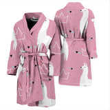 Llama Alpaca Pink Background Men'S Bathrobe