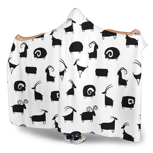 Goat Ram Pattern Hooded Blanket