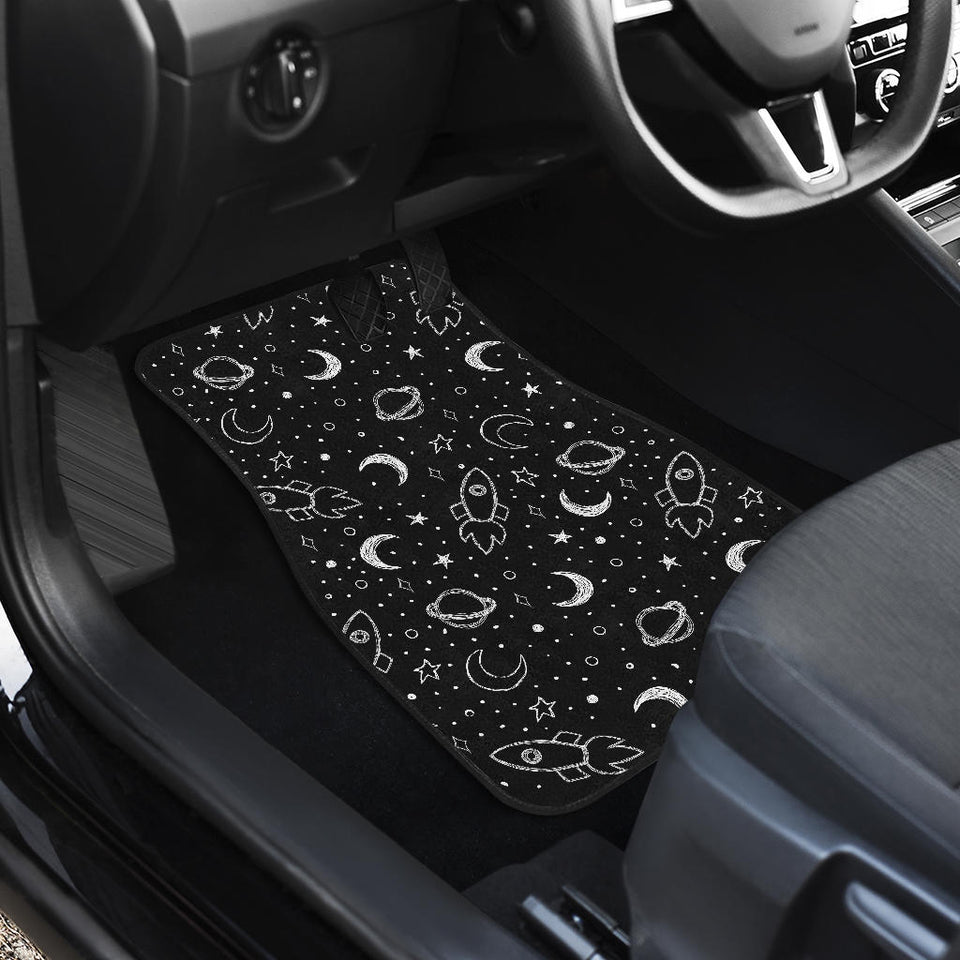 Hand Drawn Space Rocket Star Planet Front Car Mats
