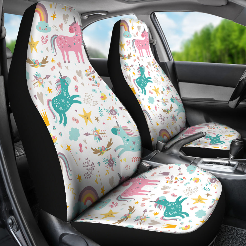 Colorful Unicorn Pattern  Universal Fit Car Seat Covers