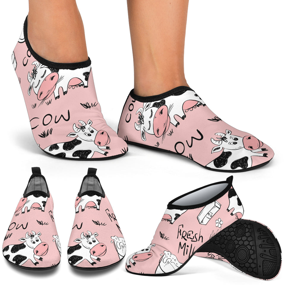 Cows Milk Product Pink Background Aqua Shoes