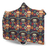 Sugar Skulls Flower Maxican Pattern Hooded Blanket