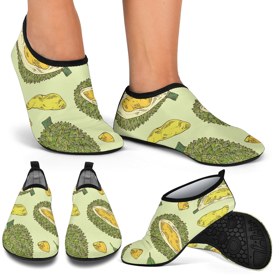 Durian Leaves Pattern Background Aqua Shoes