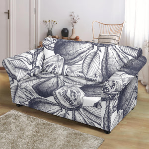 Guava Tropical Hand Drawn Pattern Loveseat Couch Slipcover