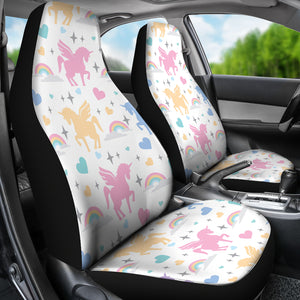 Colorful Unicorn Rainbow Heart Pattern  Universal Fit Car Seat Covers