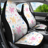 Colorful Unicorn Rainbow Heart Pattern  Universal Fit Car Seat Covers
