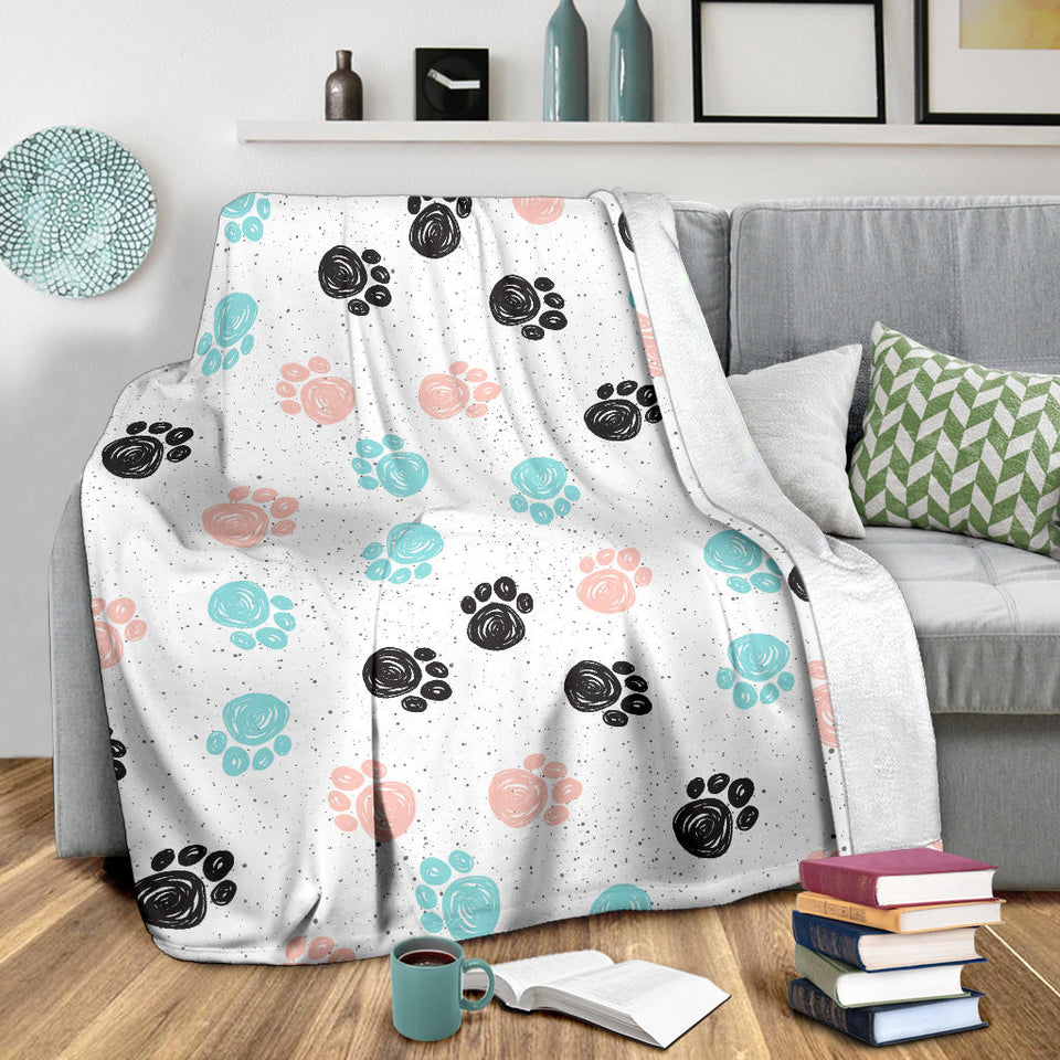 Dog Paws Pattern Print Design 04 Premium Blanket
