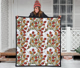 Red Tulips And Daffodils Pattern Premium Quilt