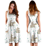 Cute Rhino Pattern Background Sleeveless Midi Dress