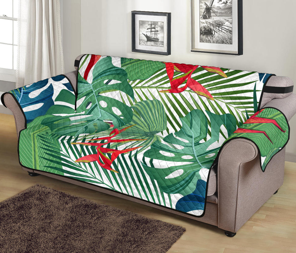 heliconia palm and monstera  leaves pattern Sofa Cover Protector