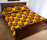 Daruma japanese wooden doll yellow background Quilt Bed Set