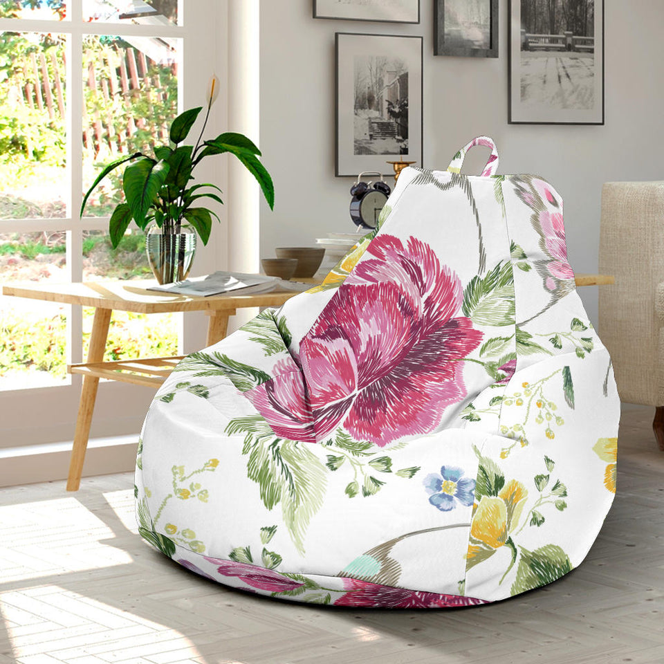 Hand Drawn Butterfly Rose Bean Bag Cover