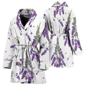 Lavender Flower Design Pattern Women'S Bathrobe