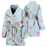 Watercolor Tulips Pattern Women'S Bathrobe