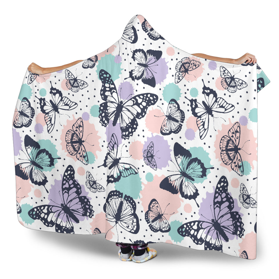 Butterfly Pattern Hooded Blanket