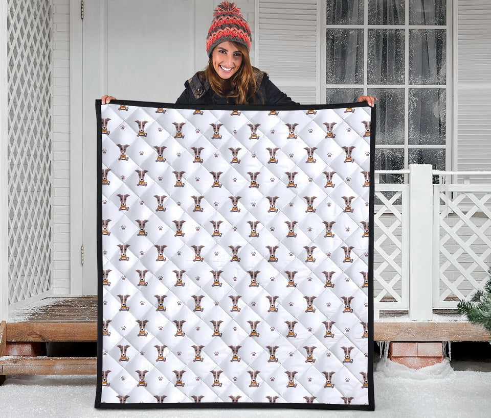 Greyhound Pattern Print Design 05 Premium Quilt