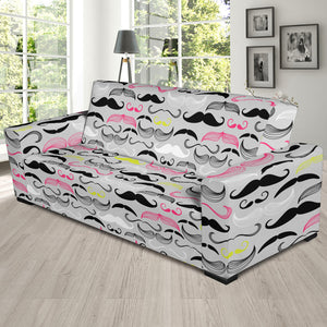 Mustache Beard Pattern Print Design 02 Sofa Slipcover