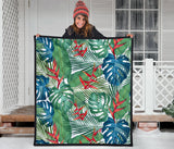 Heliconia Palm And Monstera  Leaves Pattern Premium Quilt