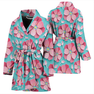 3D Sakura Cherry Blossom Pattern Women'S Bathrobe