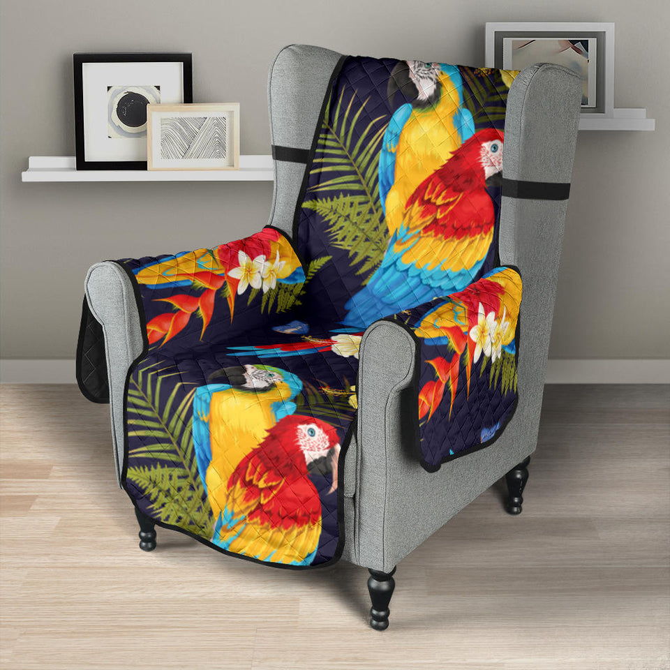 Colorful parrot flower pattern Chair Cover Protector