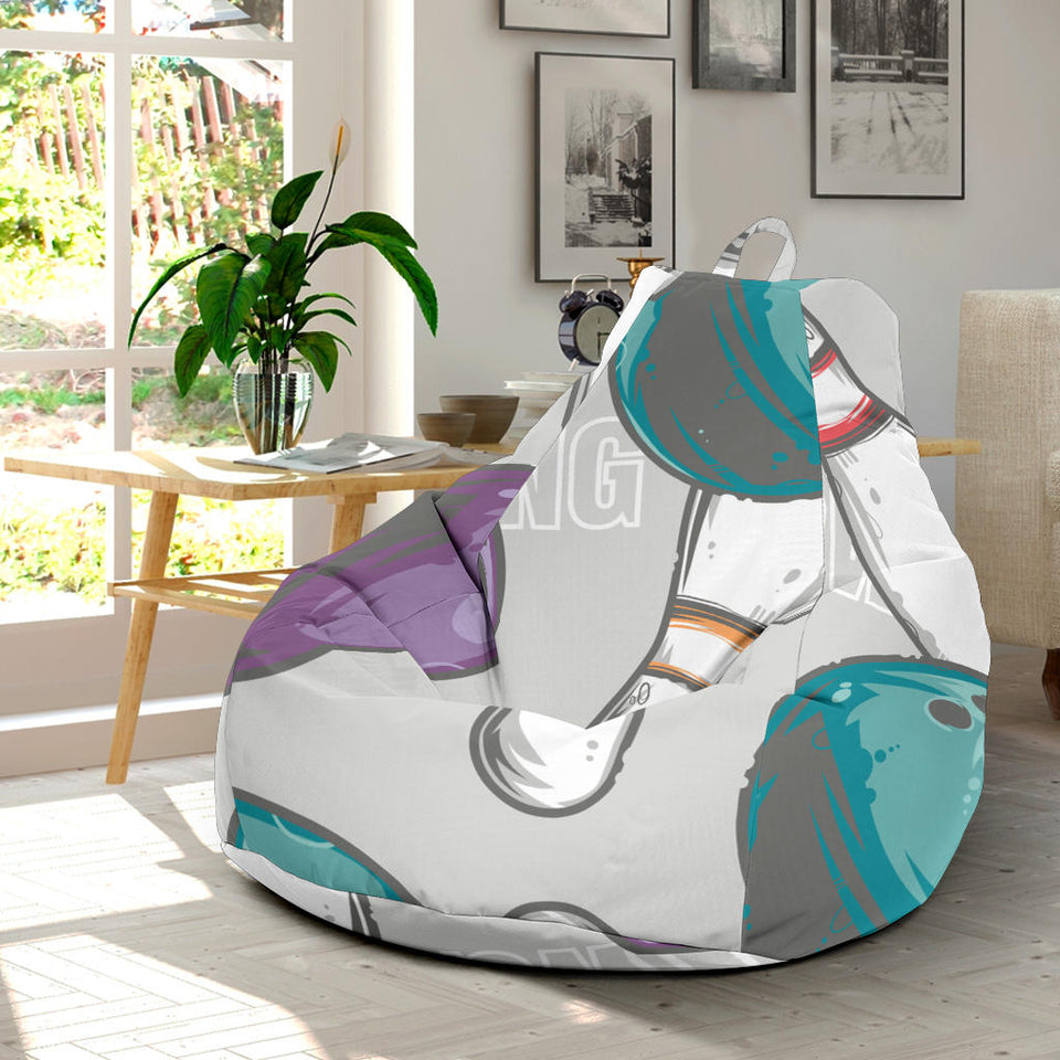 Bowling Ball And Pin Gray Background Bean Bag Cover