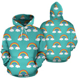 Rainbow Pattern Green Background Men Women Pullover Hoodie