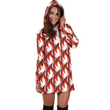 Fire Flame Symbol Design Pattern Women'S Hoodie Dress