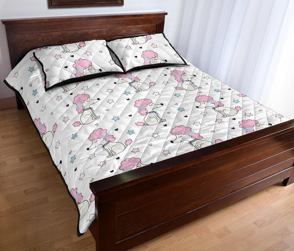 Cute poodle dog star pattern Quilt Bed Set
