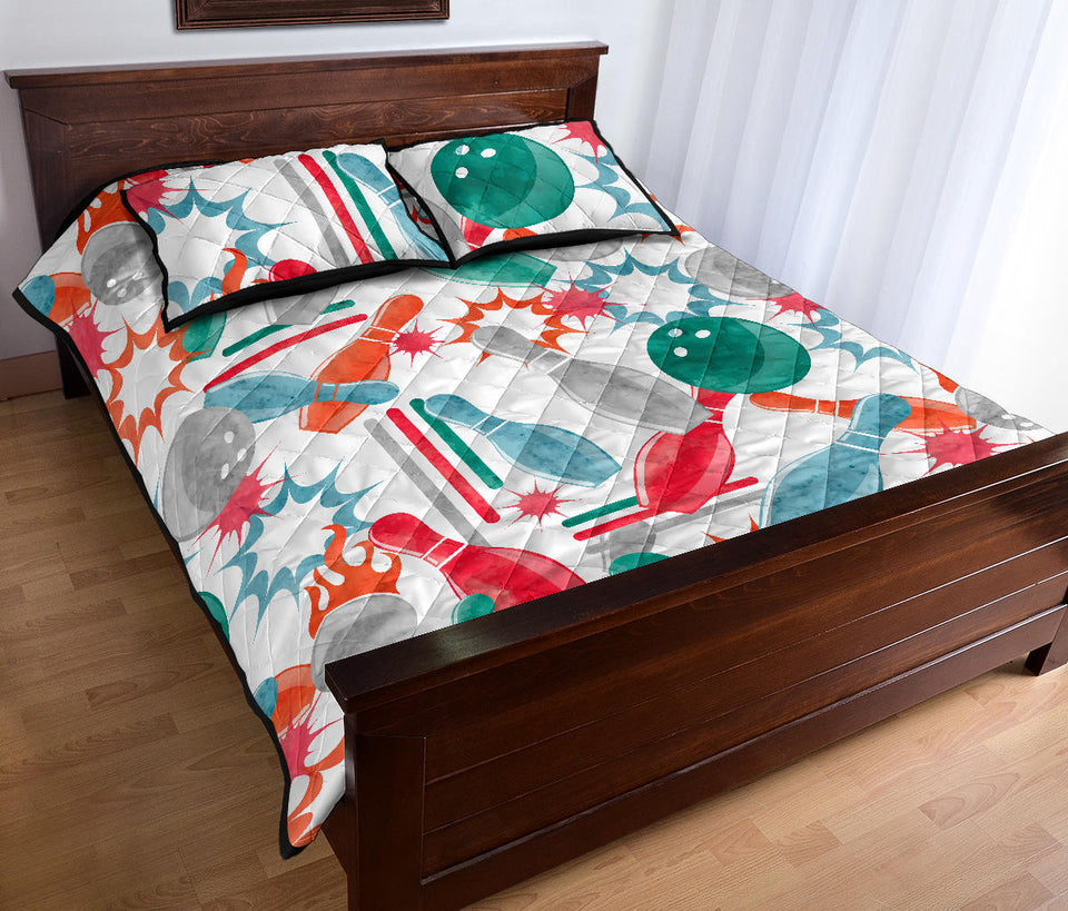Watercolor bowling pattern Quilt Bed Set