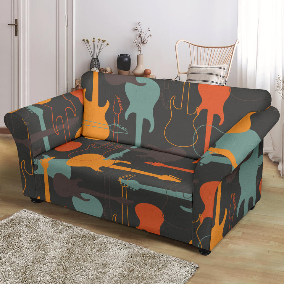 Electric Guitars Pattern Loveseat Couch Slipcover