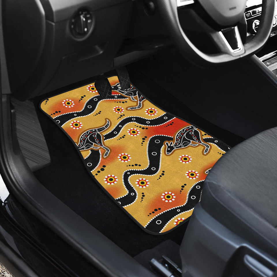 Kangaroo Australian Aboriginal Art Pattern Front And Back Car Mats