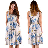 Cute Peacock Pattern Sleeveless Midi Dress