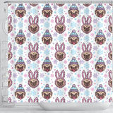 Cute Pug Hat Rabbit Costume Pattern Shower Curtain Fulfilled In US