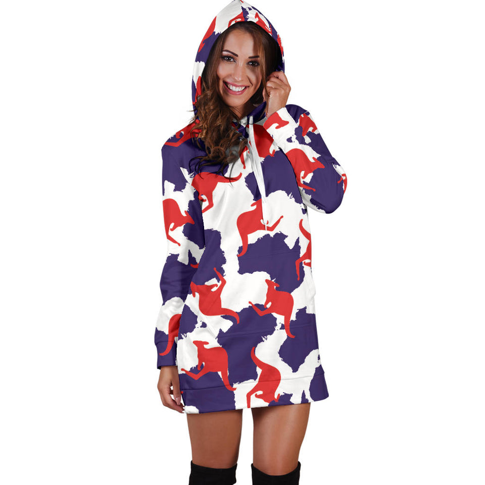 Kangaroo Australian Pattern Women'S Hoodie Dress