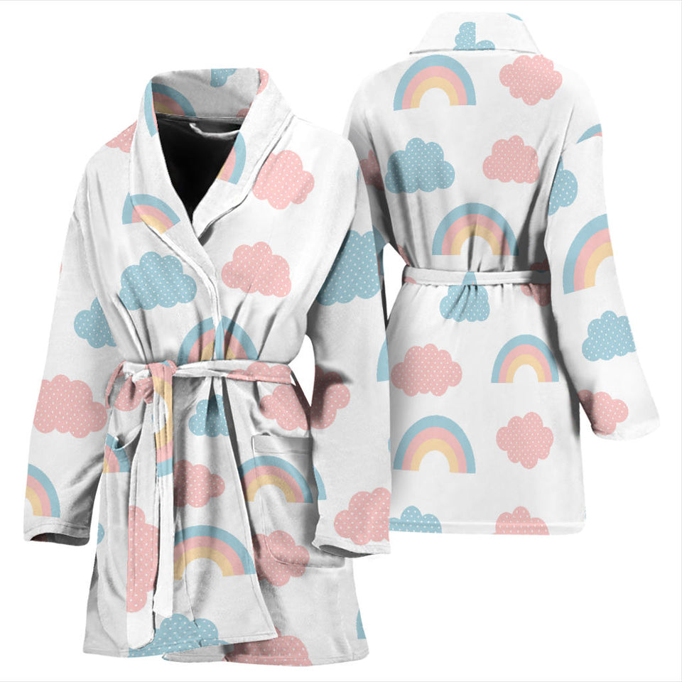 Cute Rainbow Clound Pattern Women'S Bathrobe