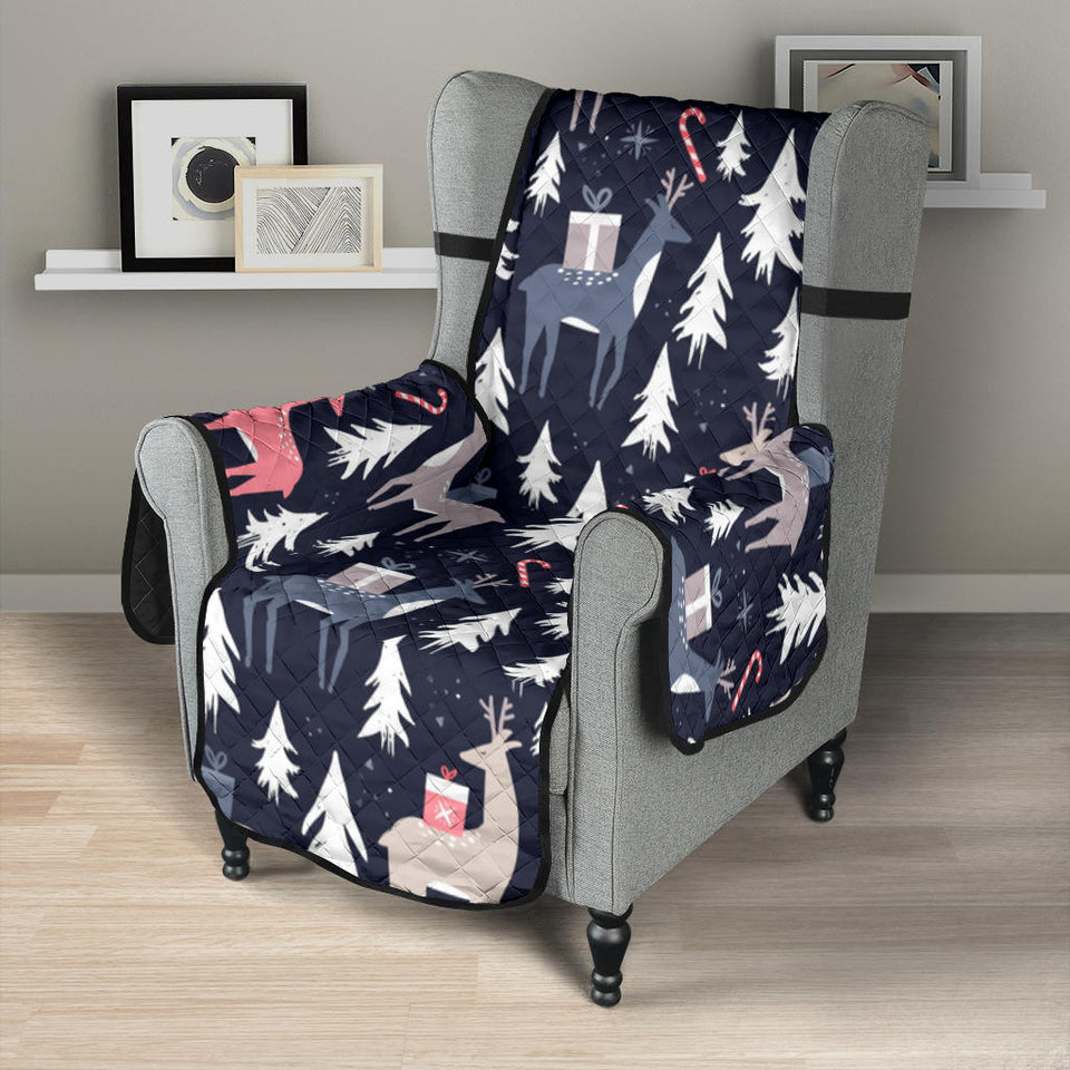 Deers Winter Christmas pattern Chair Cover Protector