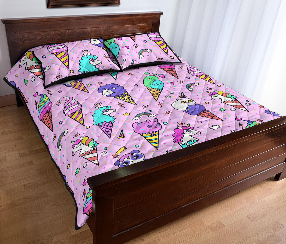 Cute ice cream cone animal pattern Quilt Bed Set