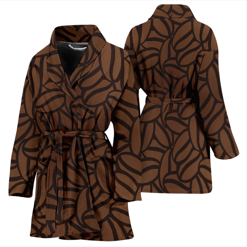 Coffee Bean Pattern Women'S Bathrobe