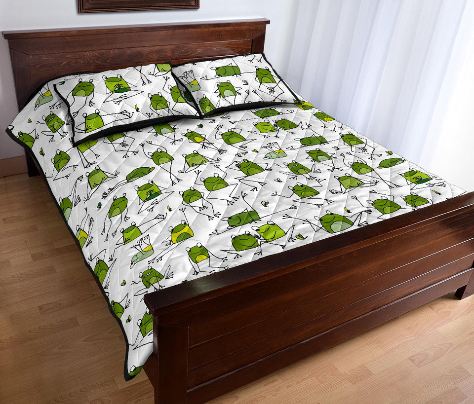 Sketch funny frog pattern Quilt Bed Set