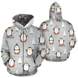 Cute Penguin Christmas Pattern Zip Up Hoodie