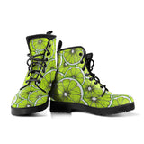 Slices Of Lime Design Pattern Leather Boots