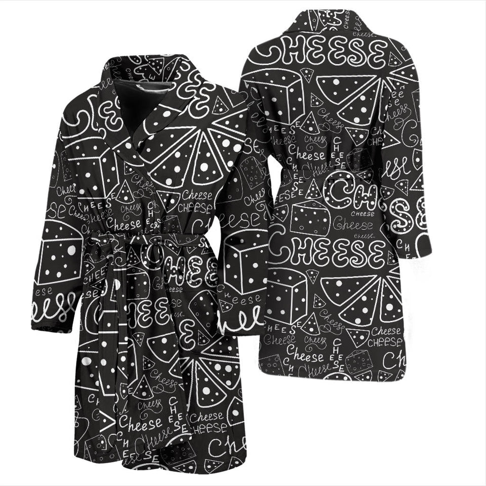 Handwritten Cheese Pattern Men'S Bathrobe
