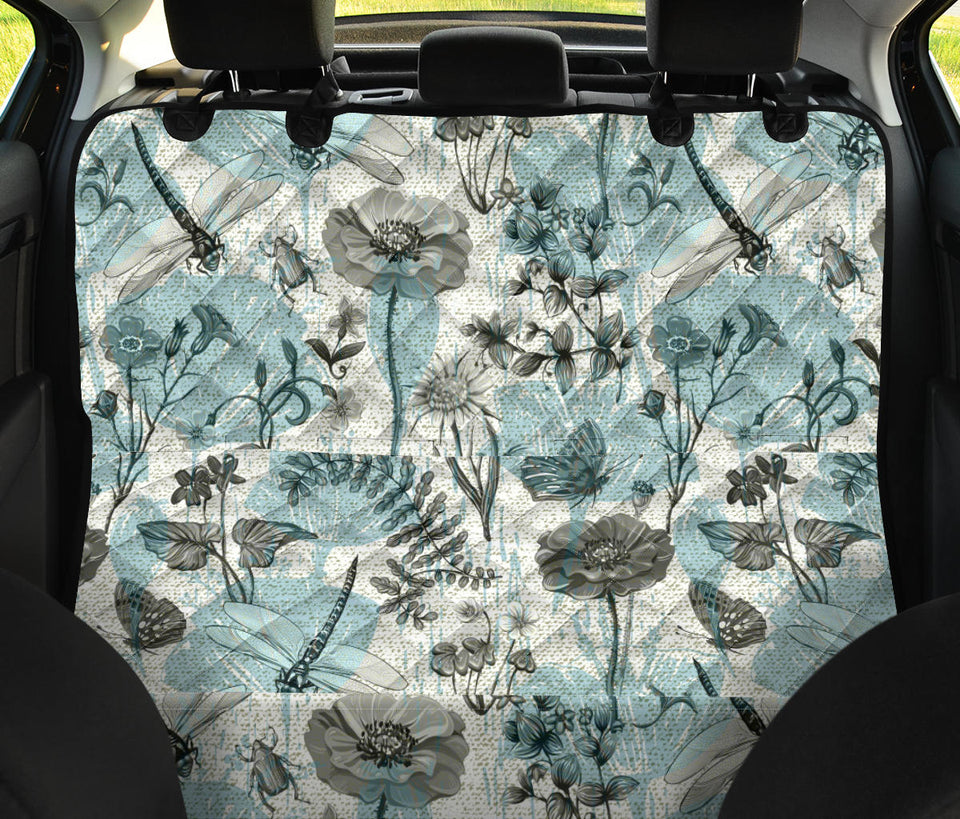 Dragonfly Butterfly Plants Insect Flower Vintage Style Pattern Dog Car Seat Covers